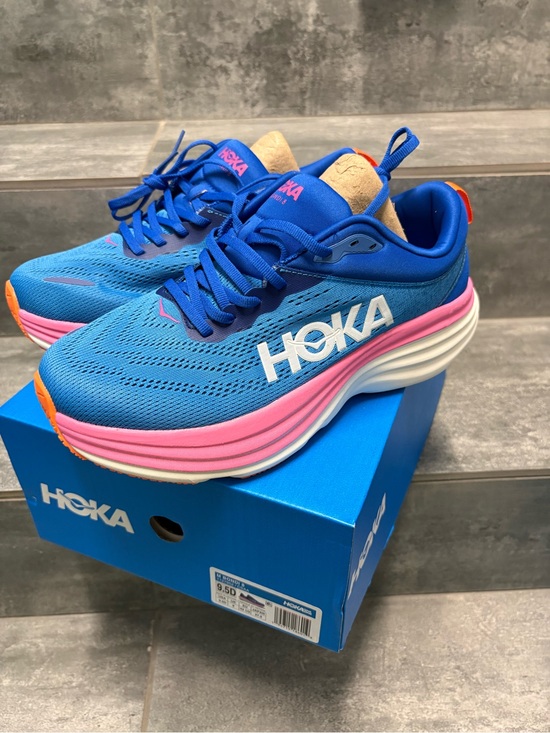 Hoka One One Other - Hoka One One MEN Shoes Bondi 8 CSAA 1127952 Blue/Pink Gym Workout Size 9.5D